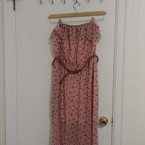 No Boundaries maxi floral dress with braided belt